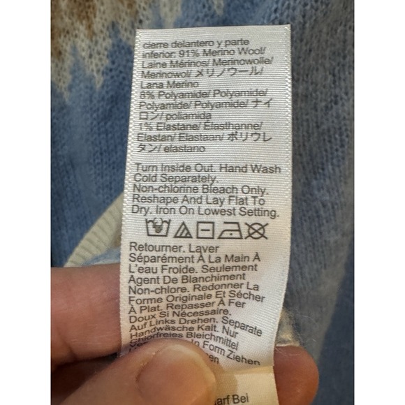 J.Crew Fair Isle Cardigan in Frosted Tundra Snow Brushed Yarn Sweater Medium - Picture 8 of 11